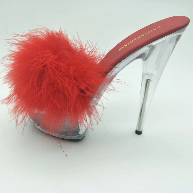 

LAIJIANJINXIA New 15CM/6inches PU Upper Fashion Sexy Exotic High Heel Platform Party Women Slippers Pole Dance Shoes H004