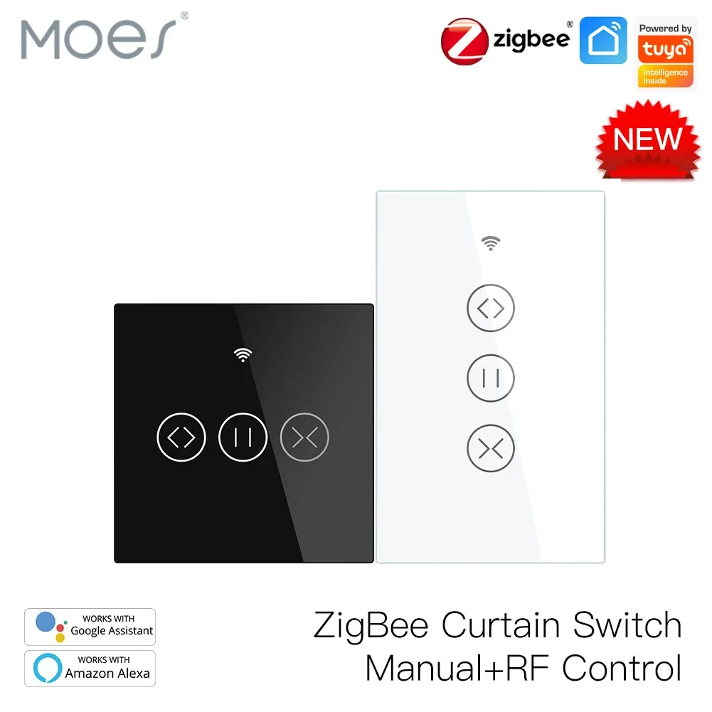 Interruptor táctil Tuya Smart ZigBee para persianas y cortinas