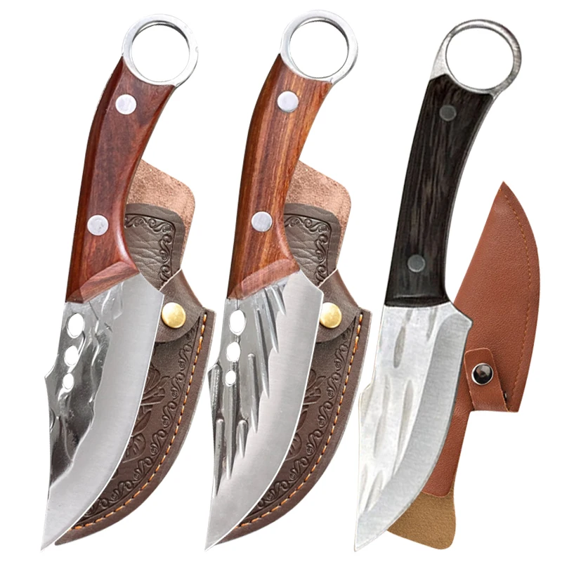 Kitchen Cleaver Boning Knife Stainless Steel Forged Butcher Meat Knife Chef Fish Fruit Utility with Cover