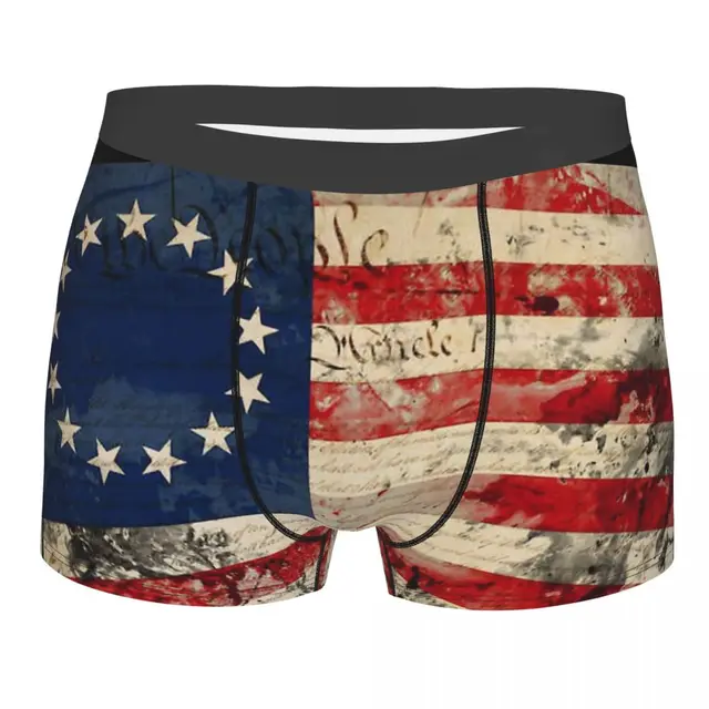Betsy Ross Constitution National Flag Underpants Homme Panties Male Underwear Print Shorts Boxer Briefs