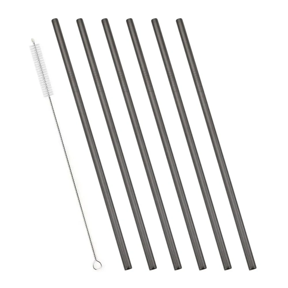 Eco-Friendly Stainless Steel Drinking Straw Set with Cleaner Brush - 6 Pack