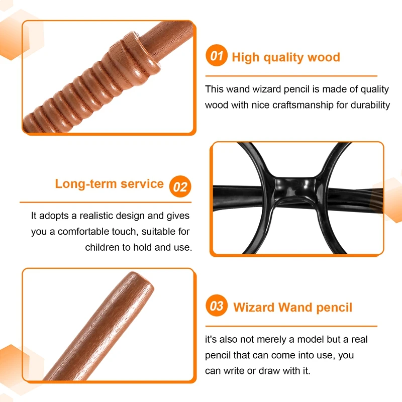 지팡이 연필 및 라운드 프레임 마법사 파티 용품, 테마 생일 구디 백 필러, 십대 어린이 소년 소녀용 선물, 16 개
