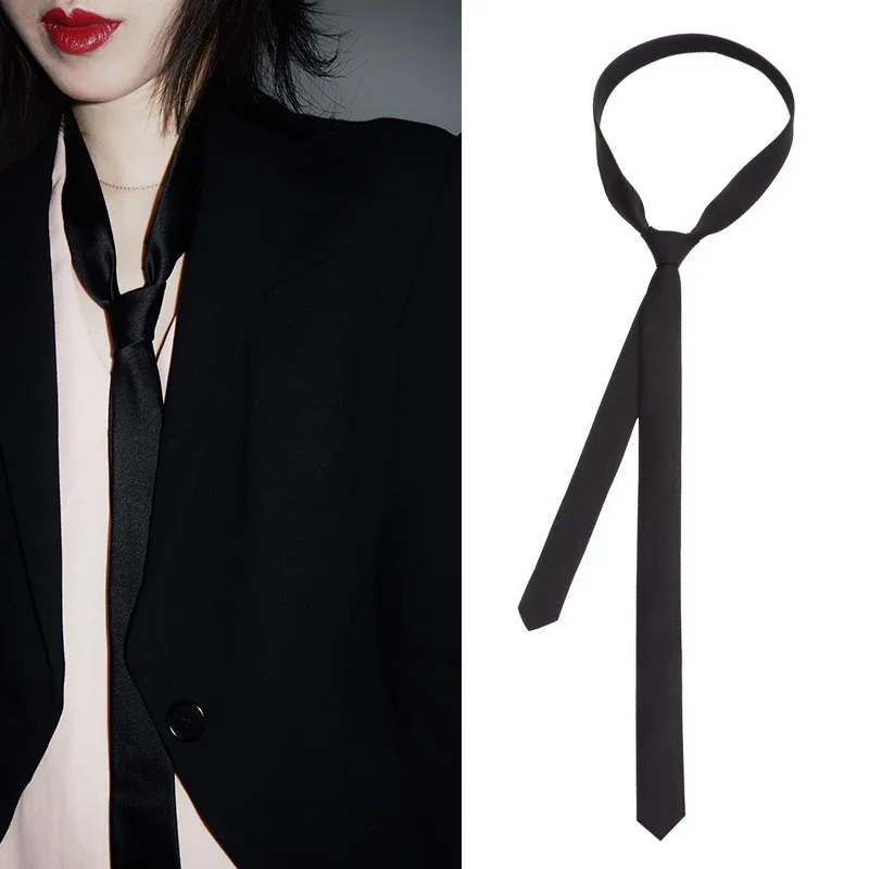 Neck Tie Women Man Fashion Korean Simple Clip Tie Slim Smooth Clothing Accessories
