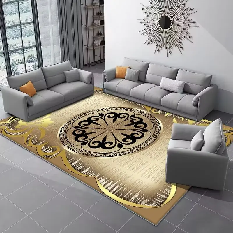 Luxurious Golded Large Carpets for Living Room Hotel Hall Decoration Sofa Coffee Tables Rugs Bedroom Non-slip Mat Ковер Tapis 러그 4