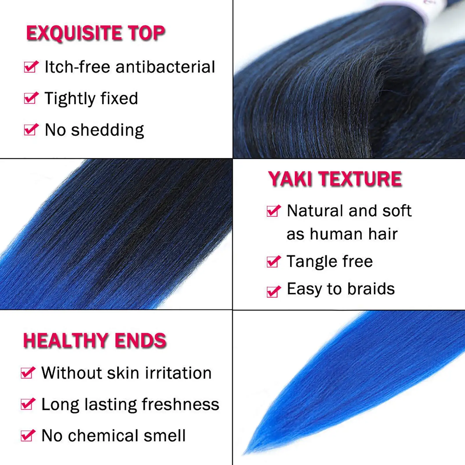 Braiding Hair Synthetic Pre Stretched Braiding hair Extensions  Crochet Braids Hot Water Setting Professional Soft Yaki Texture