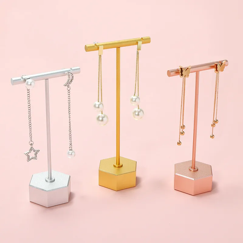 

Rose Red Gold Earring Holder Metal New Hot Sale Ear Stud Organizer Women Jewelry Storage Shelf