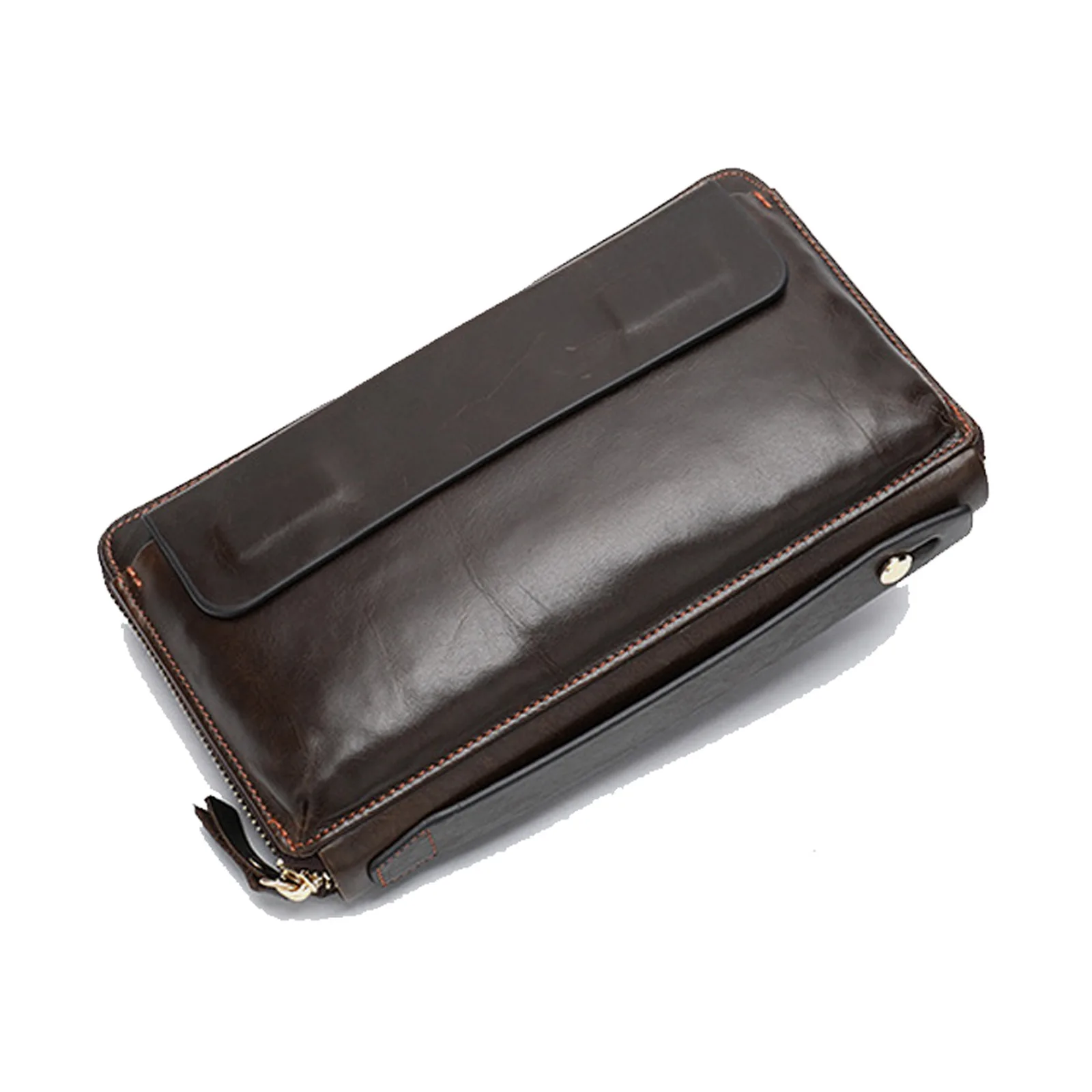 Genuine Leather Clutch Bag for Men Luxury Designer Zipper Wallets Bag Casual Male Long Purse Handbag Phone Pocket Large Capacity