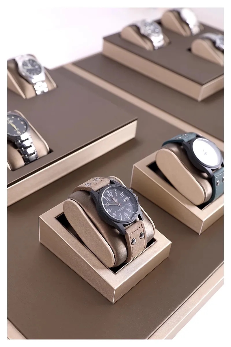 Luxury Brown Leatherette Watch Display Stand Holder – Retail Store Counter and Window O... - SKU LWDS1707 - UGI Packaging