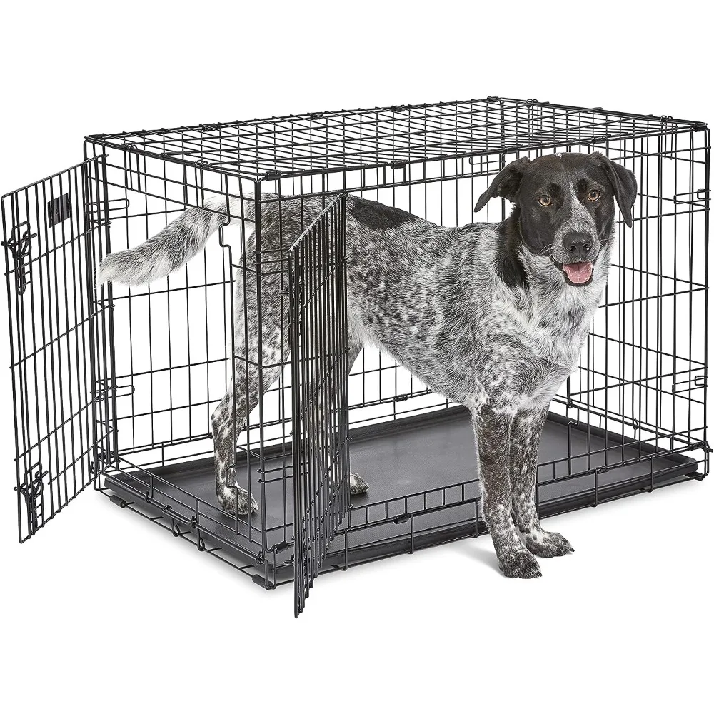 

for Pets Newly Enhanced Double Door iCrate Dog Crate, Includes Leak-Proof Pan, Floor Protecting Feet, Divider Panel & New