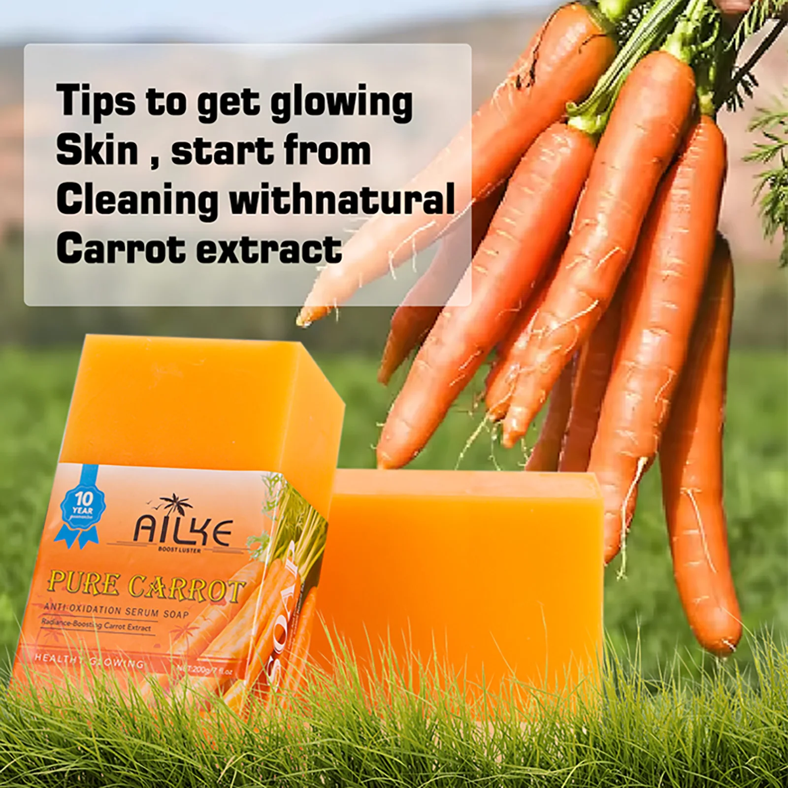AILKE Carrot Anti-Oxidation Serum Soap, Brighten Even Skin Tone, Suitable For Black Dark Skin, Vegan Soap 2