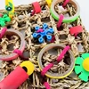 Bird Climbing Net Parrot Toys Woven Seagrass Biting Hanging Hemp Rope Swing Play Ladder Chew Foraging Funny Colorful Parrot Toys 4