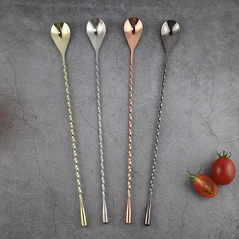 Description Picture 2 of itemLong Handle Cocktail Stirrers Bartender Mixing Stick Spoon Stainless Steel Barman Kit Accessories Whisky Shaker Bar Kitchen