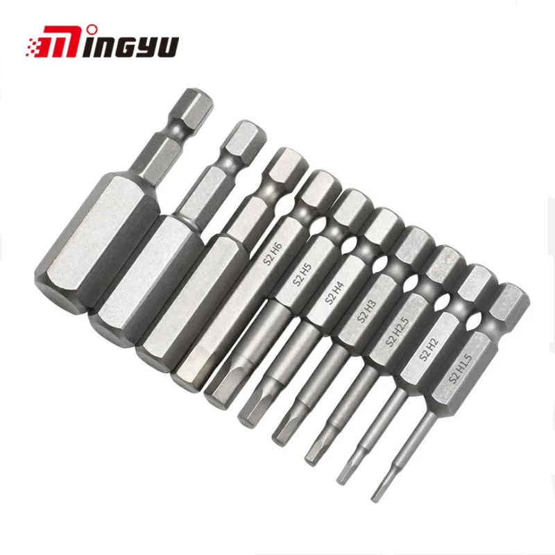 

1/4 inch Shank Magnetic Hex Screwdriver Bit Set 50mm 65mm 100mm Long H1.5-H12 Hexagon Allen Key Bits for Power Tool