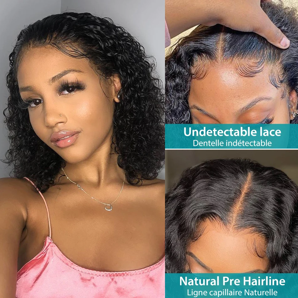 Human Hair Wig Curly Short Bob 250% HD 13X6 Lace Frontal 13X4 Lace Front 5X5 Closure Brazilian Remy Hair Wig