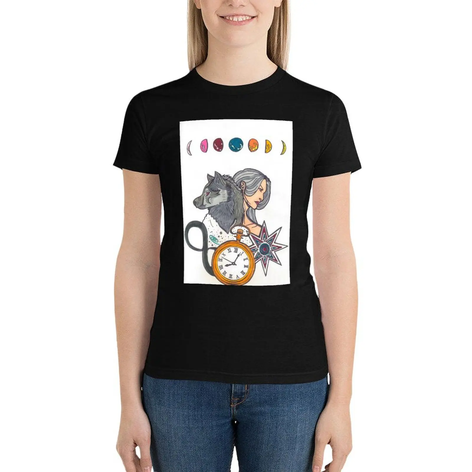 

Lunar composition T-Shirt graphics Aesthetic clothing funny t shirts for Women