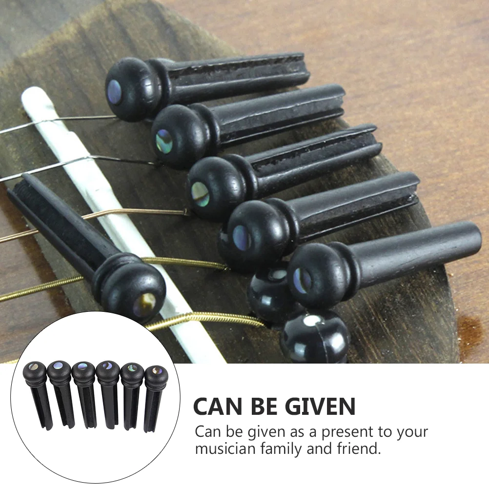 6 Pcs Guitar Bridge Pin Replacement Wooden String Stud With Dot Inlay for 40 42 Inch Wooden Folk Guitar guitar accessories,acoustic guitar bridge pins