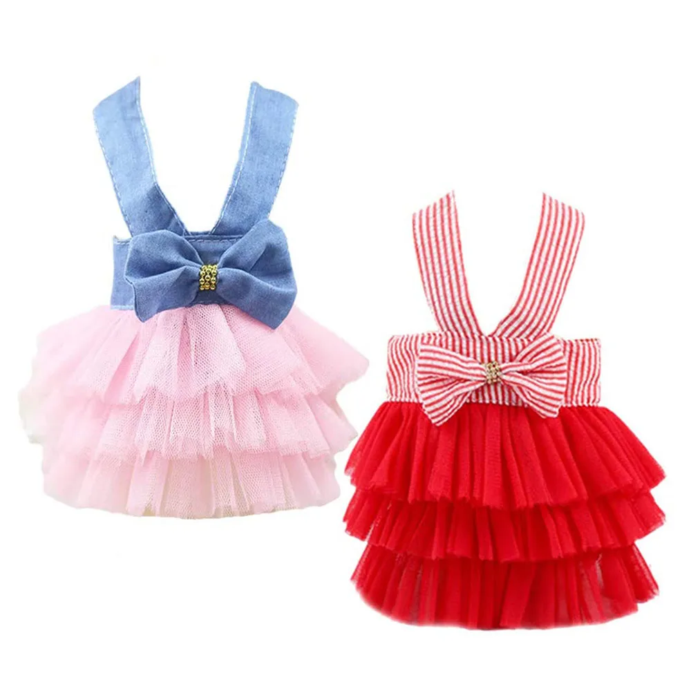 Pet Dog Puppy Tutu Bow Skirt Dress Cat Dog Princess Costume Chihuahua Apparel Cute Summer Clothes for Girl Dogs Female Clothing