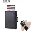 DIENQI Carbon Fiber Card Holder Wallets Men Brand Rfid Black Magic Trifold Leather Slim Mini Wallet Small Money Bag Male Purses 1