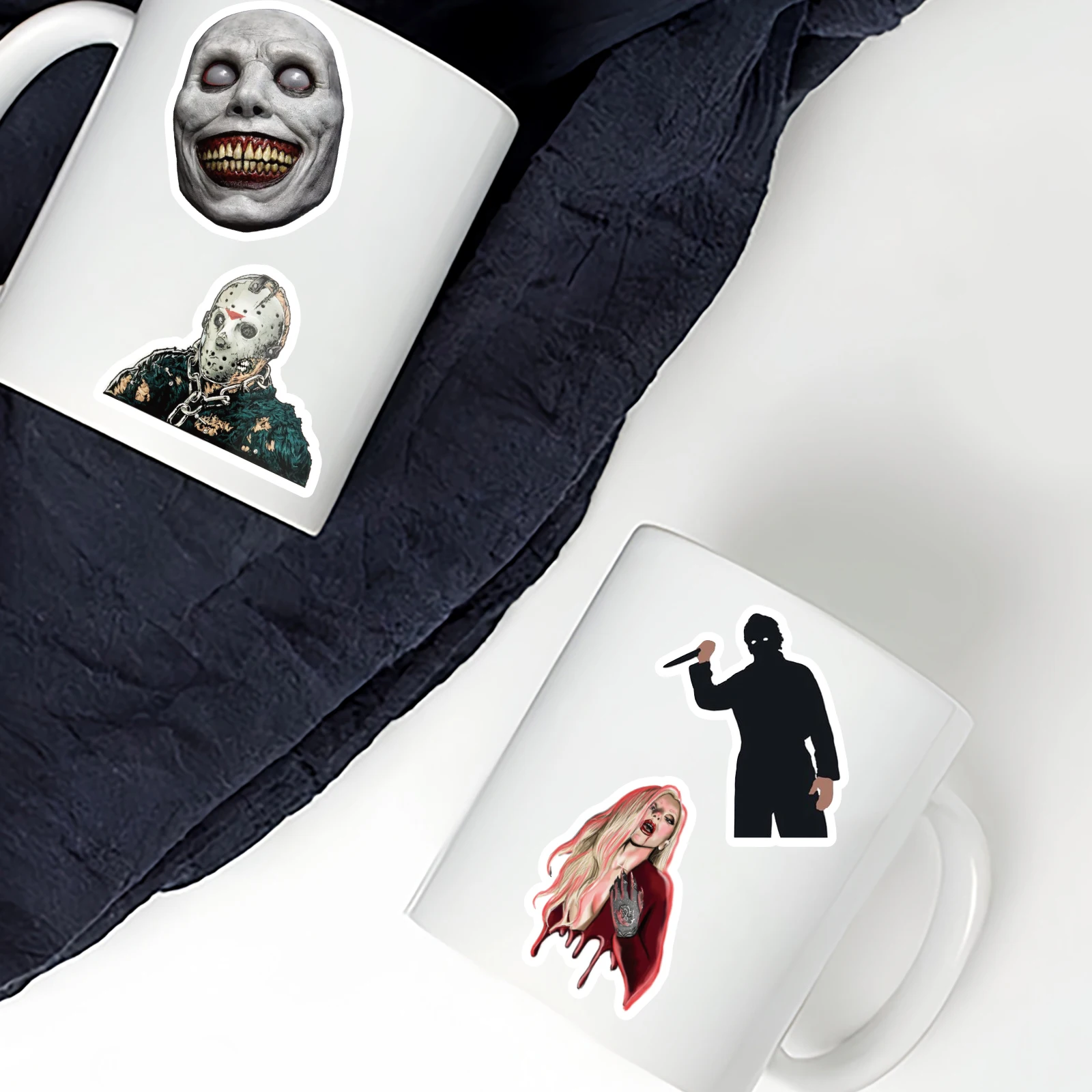 DIY 노트북, 물병, 여행 가방 및 사진 앨범을 위한 무서운 파티를 위한 다크 킬러 패턴 스티커 50개