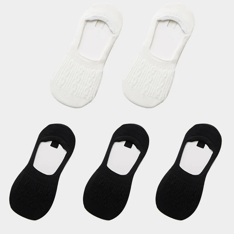 5 Pairs Women's Cotton Low Cut Non-Slip Socks - Snowflake Pattern