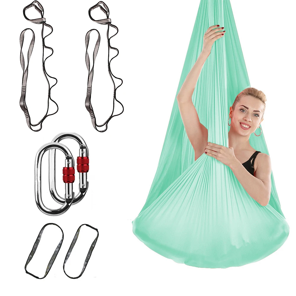 Lucht-Yoga Hangmat Donkergroen - Aerial Yoga Schommel Met Karabijnhaken Voor Yoga & Pilates