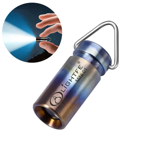 Waterproof Titanium Alloy Mini Flashlight Outdoor Survival Tool LED Pocket Keychain Light with Necklace for Camping Fishing Hike