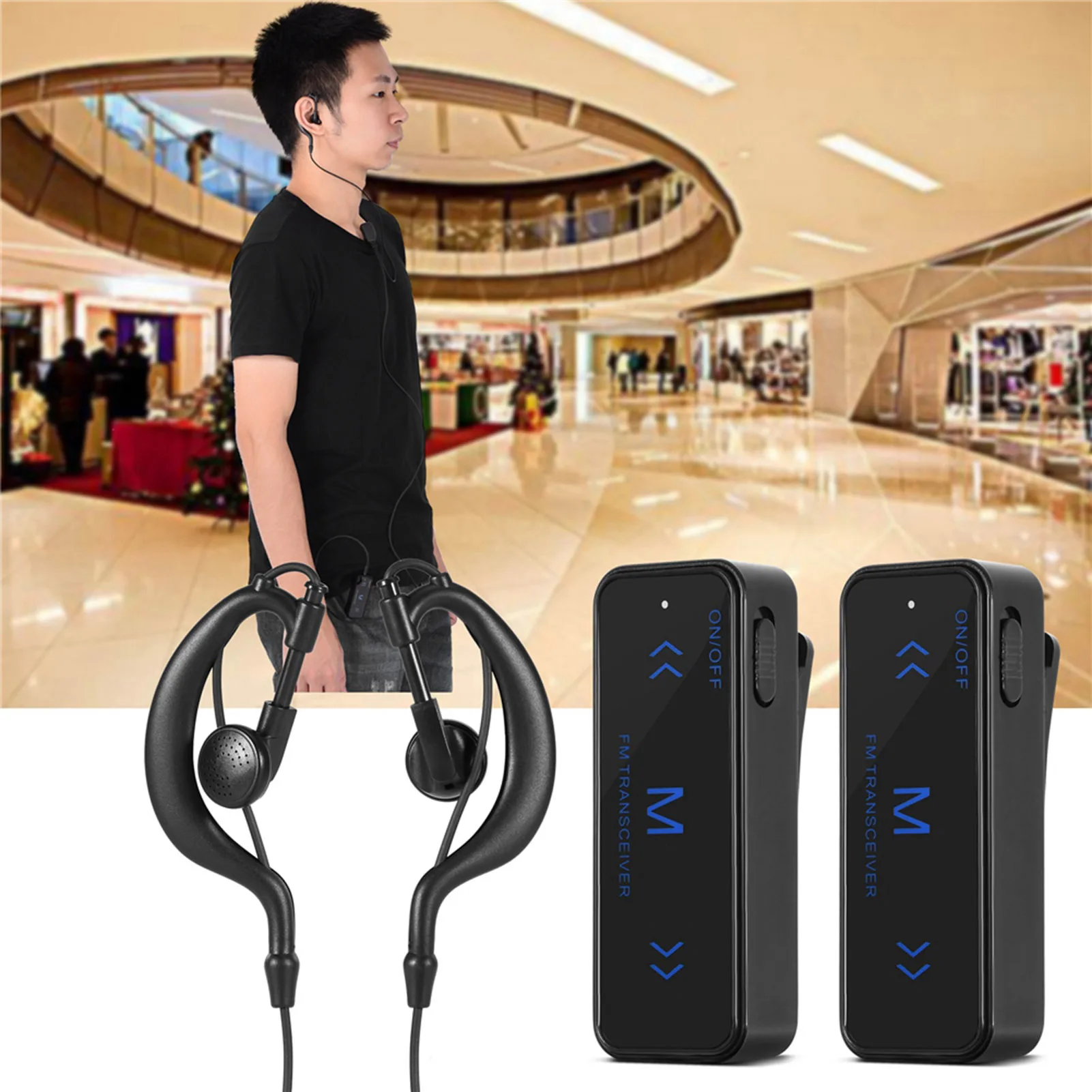 2PCS 400-470MHz Mini Walkie Talkie 2-Way Radio Transceiver & Earpiece Headset USB Powered 5