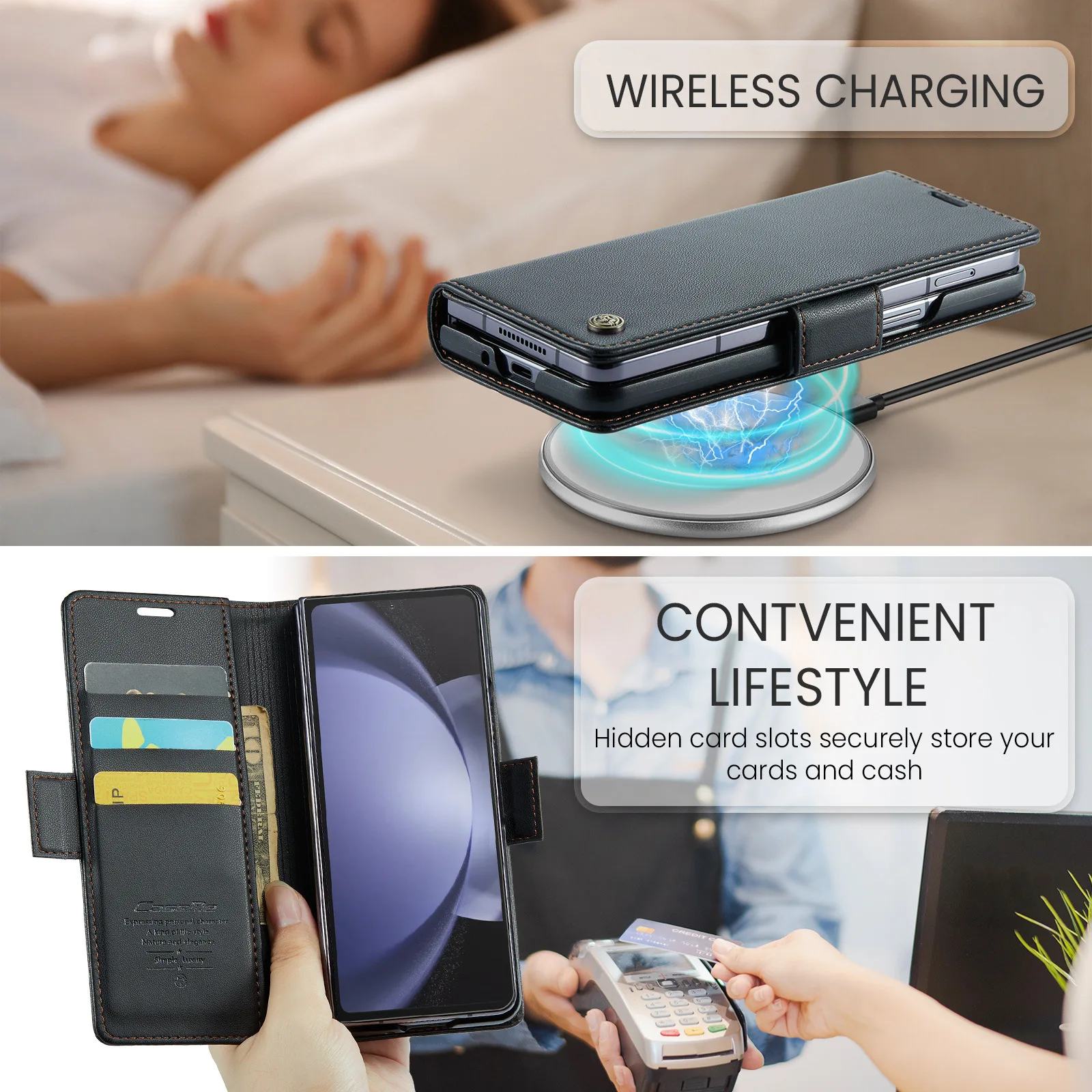 Magnetic Flip Leather Wallet Phone Case with Card Holder and Premium Protection