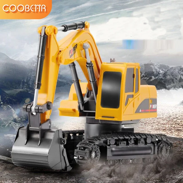 RC Excavator Bulldozer Toy 1:24 Truck Crane Electric Vehicle RTR Kid Gift Mini Remote Control Alloy Plastic Engineering Car Dump 2