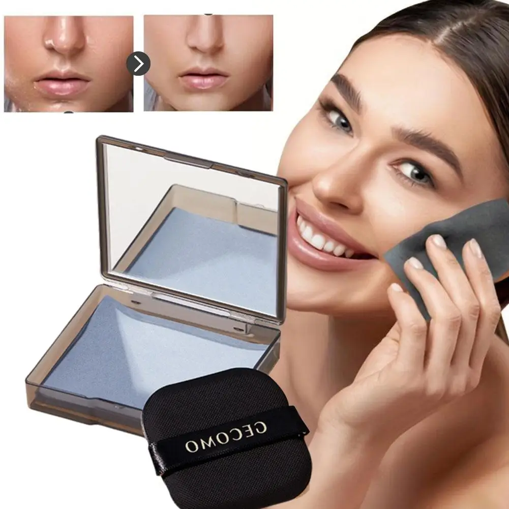 Description Picture 2 of item100Pcs/box Oil Control Face Wipes Oil-absorbing Tissue With Mirror Portable Makeup Puff Matting Wipes Face Cleaning Tools