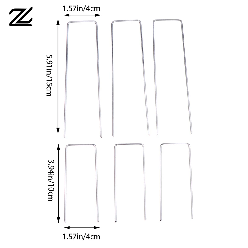 20pcs 10/15cm Garden Stakes Heavy-Duty Sod Pins Anti-Rust Fence Stakes Landscape Staples Steel Sod Pins Garden Fence Stake Home