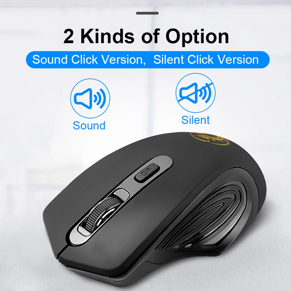 Wireless Silent Computer Mouse 4 Buttons Gaming Mice Computer Notebook Accessories Black