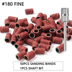 Sanding Cap Bands for Electric Manicure Machines - 100/50 Piece Set, Assorted Grits Nail Drill Files (180 Grit - 50pcs)