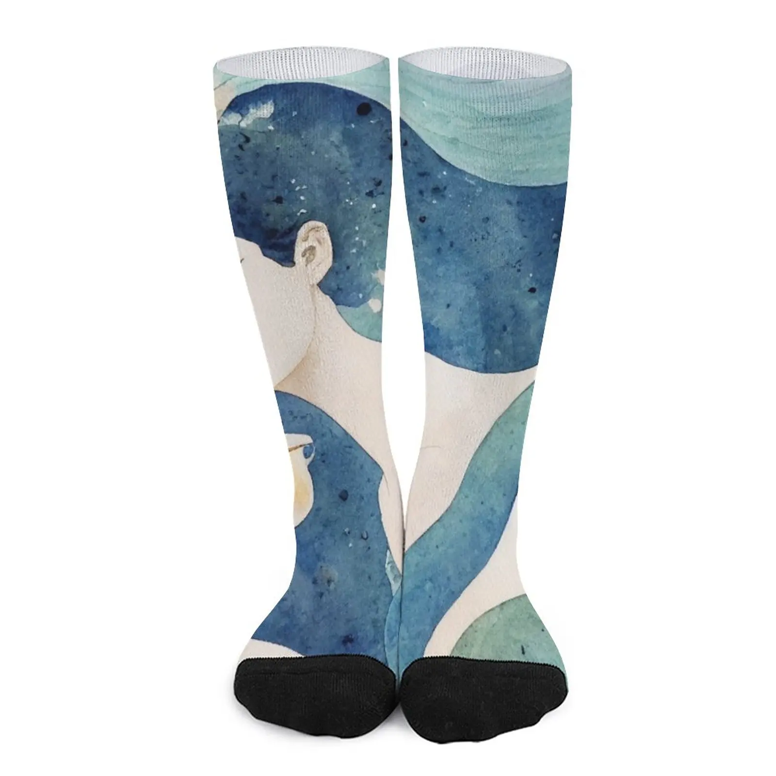 MERMAID BEAUTIFUL LADY DRINKING TEA ELEGANT TRADITIONAL Midjourney AI Artwork Socks valentines day gift for boyfriend tank tops you had me at day drinking racerback tank top cyan in blue size 2xl 3xl l s xl