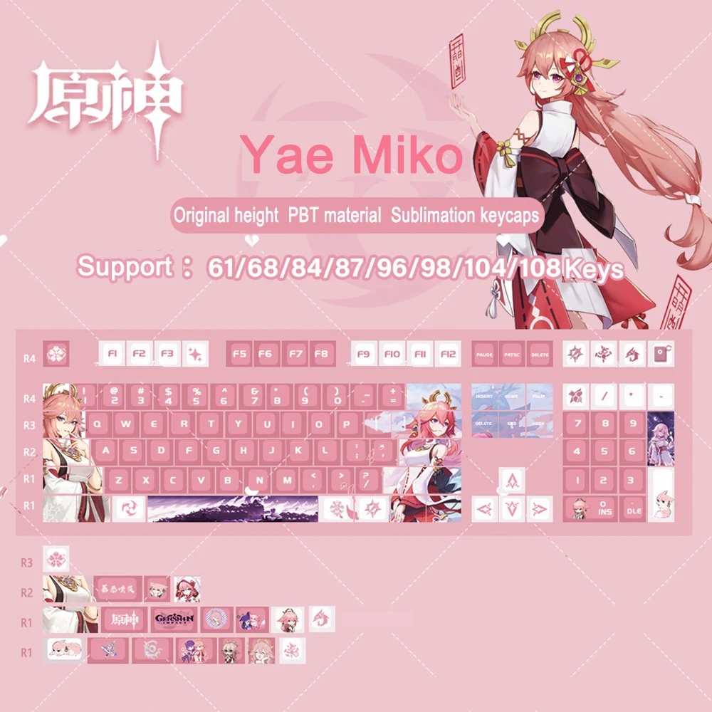 Tao Jogo Keycap 128 Chave Genshin Impacto Keycaps Presente Cereja Perfil Pbt Teclado Mecânico Cap Chave Homem Fãs Jogo Anime Keycap hu