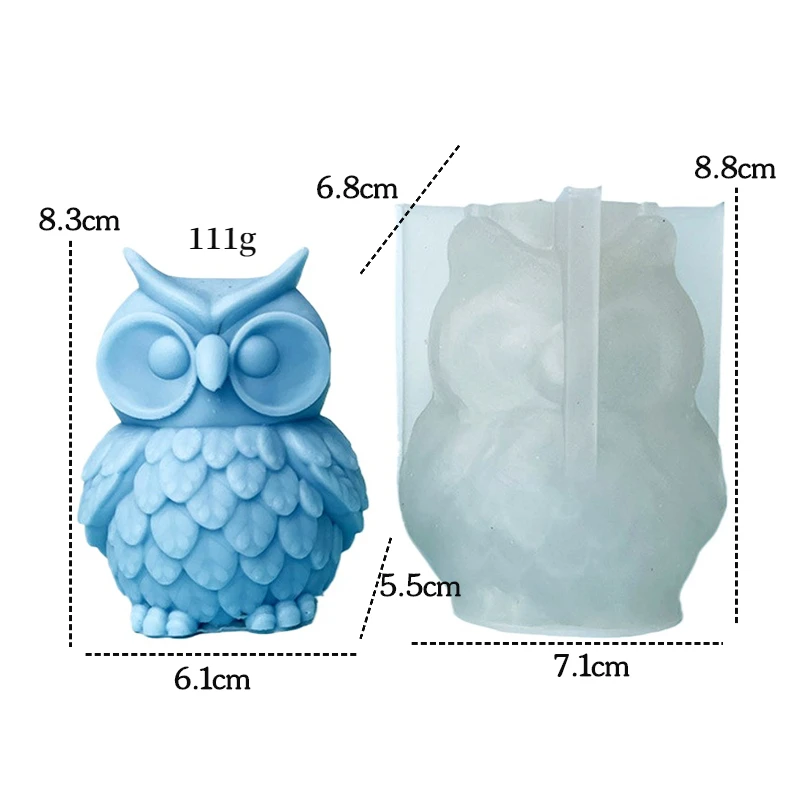 2 Pièces Moule Savon Silicone 3D Hibou, Moule À Bougie En