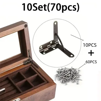 10Set(70pcs) Self-Closing Spring Duty Box Hinges-Durable Cabinet Door Hinges for Storage Boxes, Jewelry Boxes, Chests