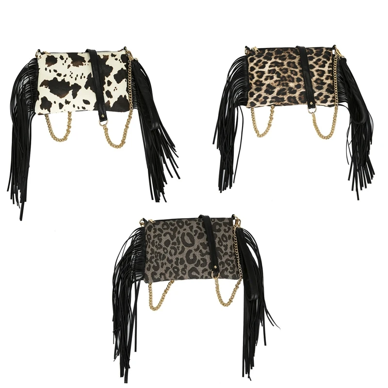 Fringe Crossbody Bag Shoulder Bag Handbag Satchel with Wristlet for Women