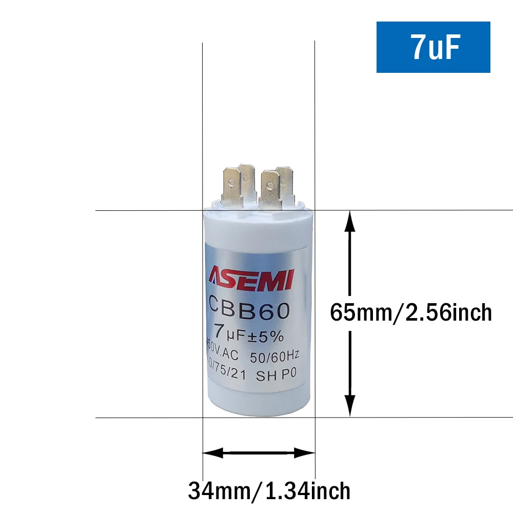 CBB60 7uF 450V Waschmotor Startkondensator Wasserpumpe Reparaturwerkzeuge – Detail 1
