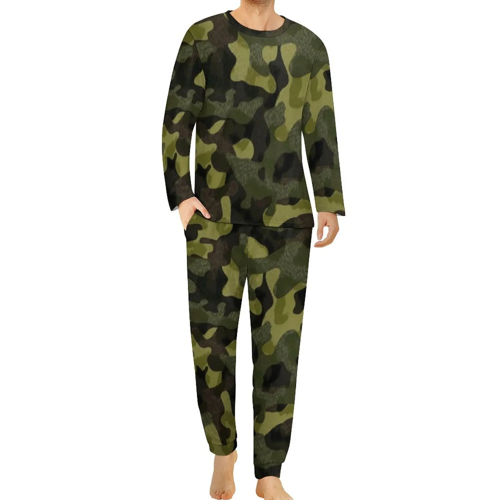 

Camo Print Pajamas Spring Leopard Spots Sleep Sleepwear Mens 2 Pieces Design Long-Sleeve Lovely Oversize Pajama Sets