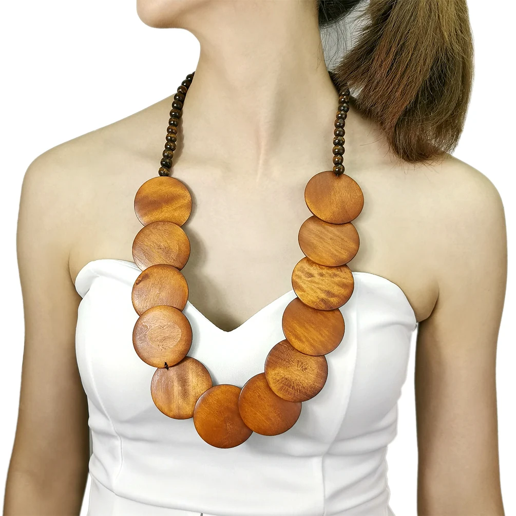 Large Tulsi Wood Beads Necklace – Primitive Tribal Craft