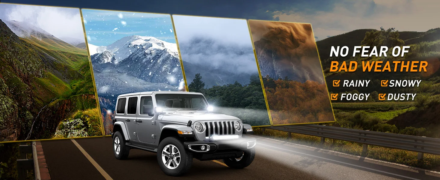 NAOEVO 20 Inch LED Light Bar 4Inch LED Lights 100W 24000LM Waterproof LED Off Road Driving Fog Lights Spot Flood Combo Light Bar