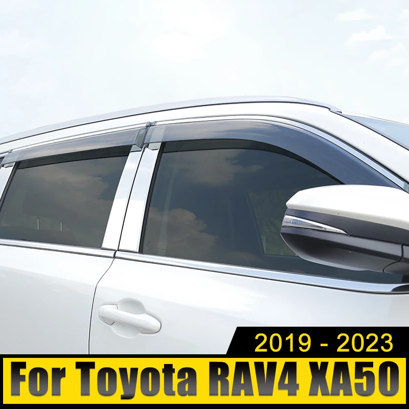 

Car Window Deflector Rain Guard Visor Awnings Trim Stickers Accessories For Toyota RAV4 2019-2021 2022 2023 RAV 4 XA50 Hybrid