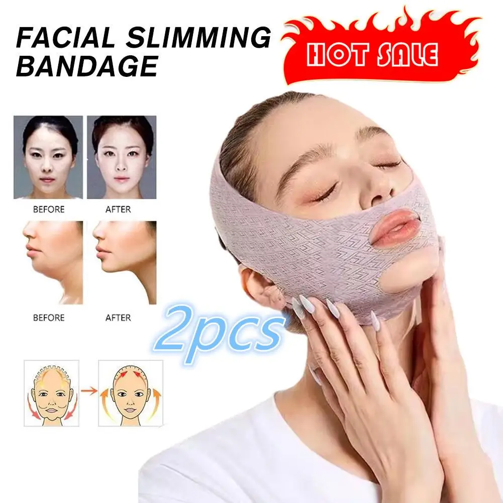 2pcs Chin Cheek Slimming Bandage V Shaper V Line Lifting Mask Face Lifting Anti Wrinkle Strap Band Sleeping Mask Beauty Healt