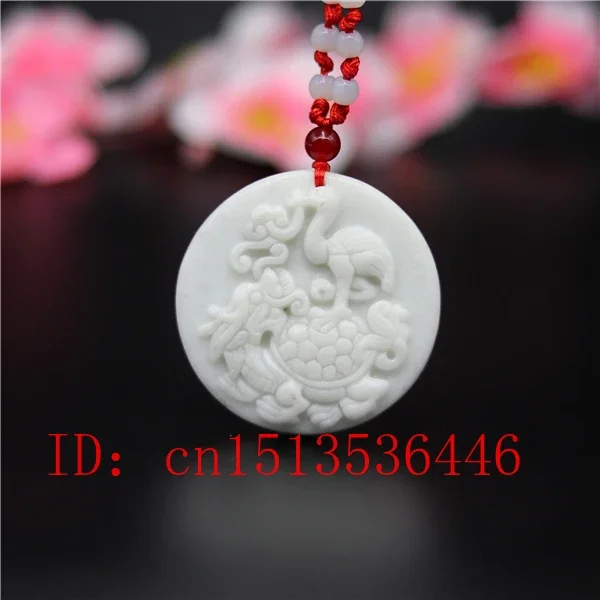 

Natural White Jade Carved Lucky Dragon turtle Pendant Chinese Necklace Charm Jewellery Fashion Amulet Luck Gifts Man Women