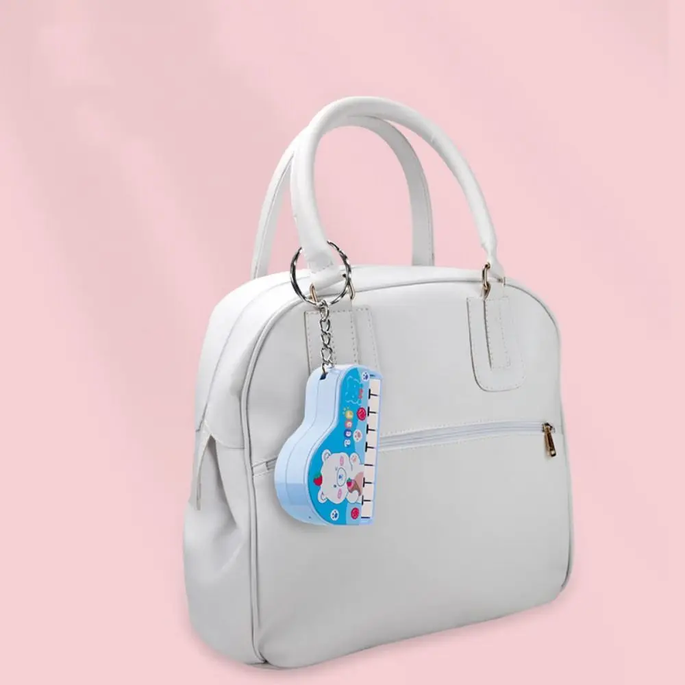 Solid Color Mini Electronic Piano Keychain Vertical Bear Mini Piano Key Pendant Audible Lovely Musical Instrument Piano Keyring