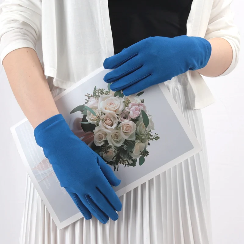 New Solid Fashion Women's Gloves Manner Ceremonial White Elastic Sunscreen Mittens Female UV-Proof Sun Protection Driving Gloves