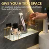 Luxury Bathroom Shelf without drilling Iron Wall Shelf with Marble style Glass Plate Makeup Storage Rack Bathroom Accessories 2