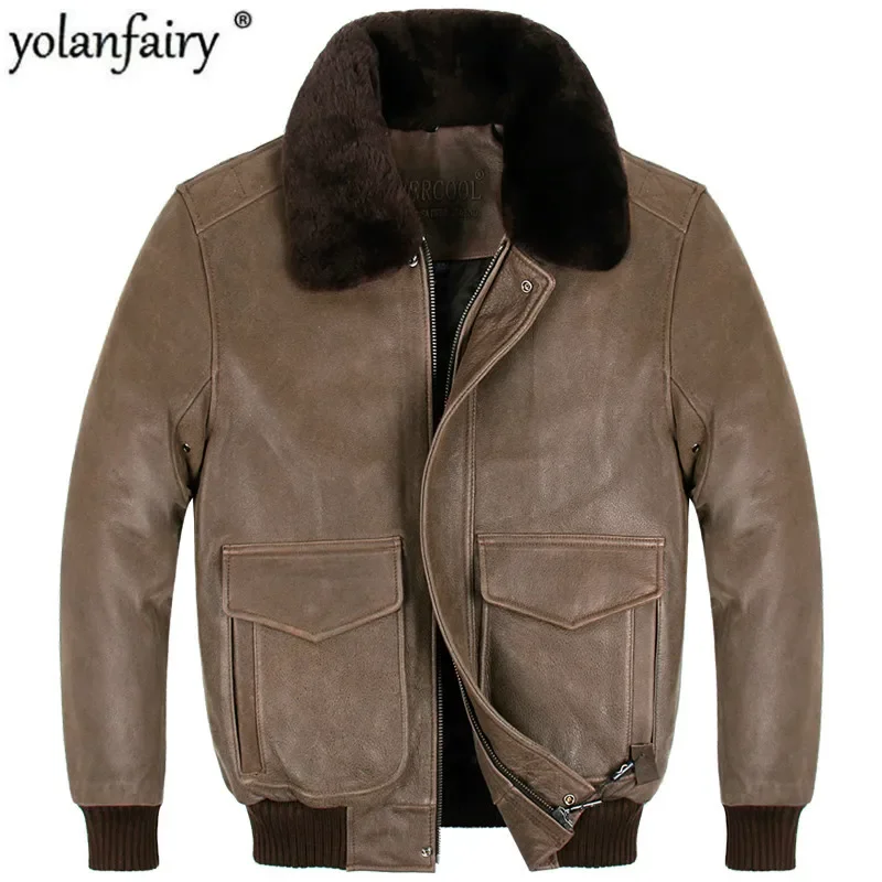 

Genuine Leather Jacket Men 2020 Real Cow Leather Mens Jackets Vintage Motorcycle Jacket for Mens Clothing Casacos A112 YY765