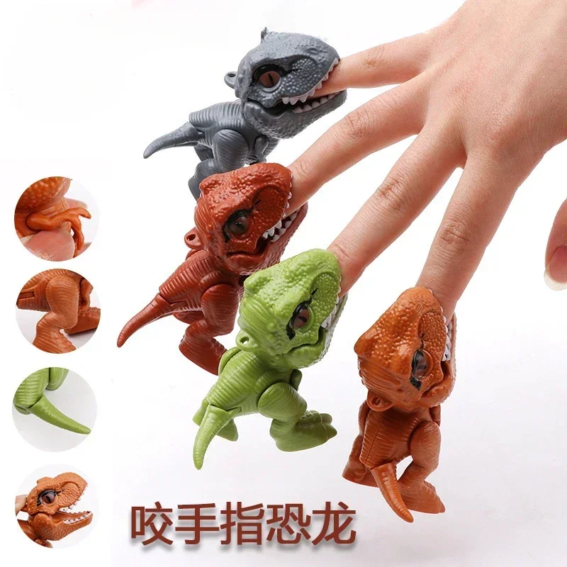 

Novelty Mini Fun Finger Biting Dinosaur Toy Keychain Joint Movable Overlord Dinosaur Model Kid Gift